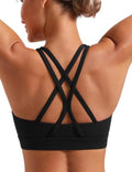 POSHDIVAH Women's Mid-Impact Sports Bra - Removable Padding & Criss Cross Back for Yoga, Running, Gym