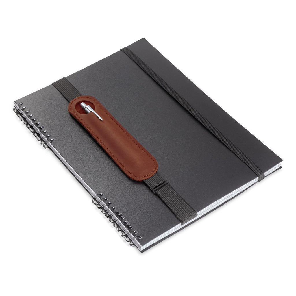 MAKYN Leather Adjustable Pen Holder for Journals, Notebooks, Planners, Books, Pencil Sleeve Case Pouch, Elastic Pen Holder for Notebook, Soft Fountain Pen Case (Cognac)