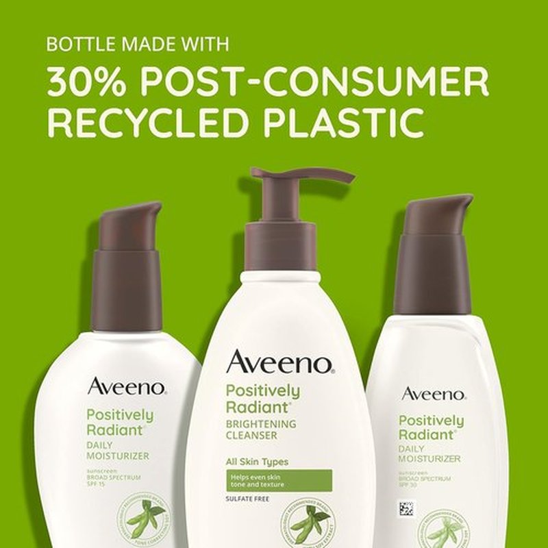 Aveeno Positively Radiant Facial Cleanser - Brightening Formula with Soy Extract, 11 fl. oz | Even Skin Tone & Texture