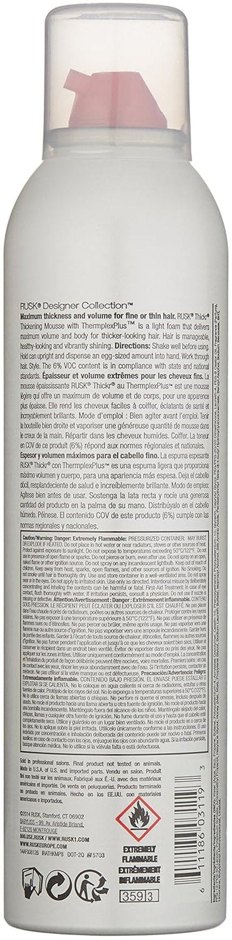 RUSK Thickr Thickening Mousse - Volumizing Foam for Full-Bodied Hair | 8.8 Fl Oz