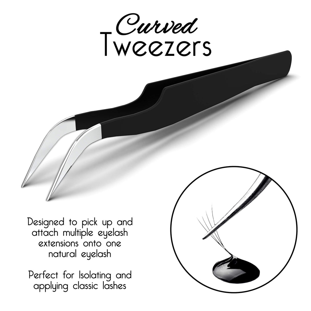 Lash Tweezers for Volume, Isolation & Classic Lashes, 3 Pack, Black