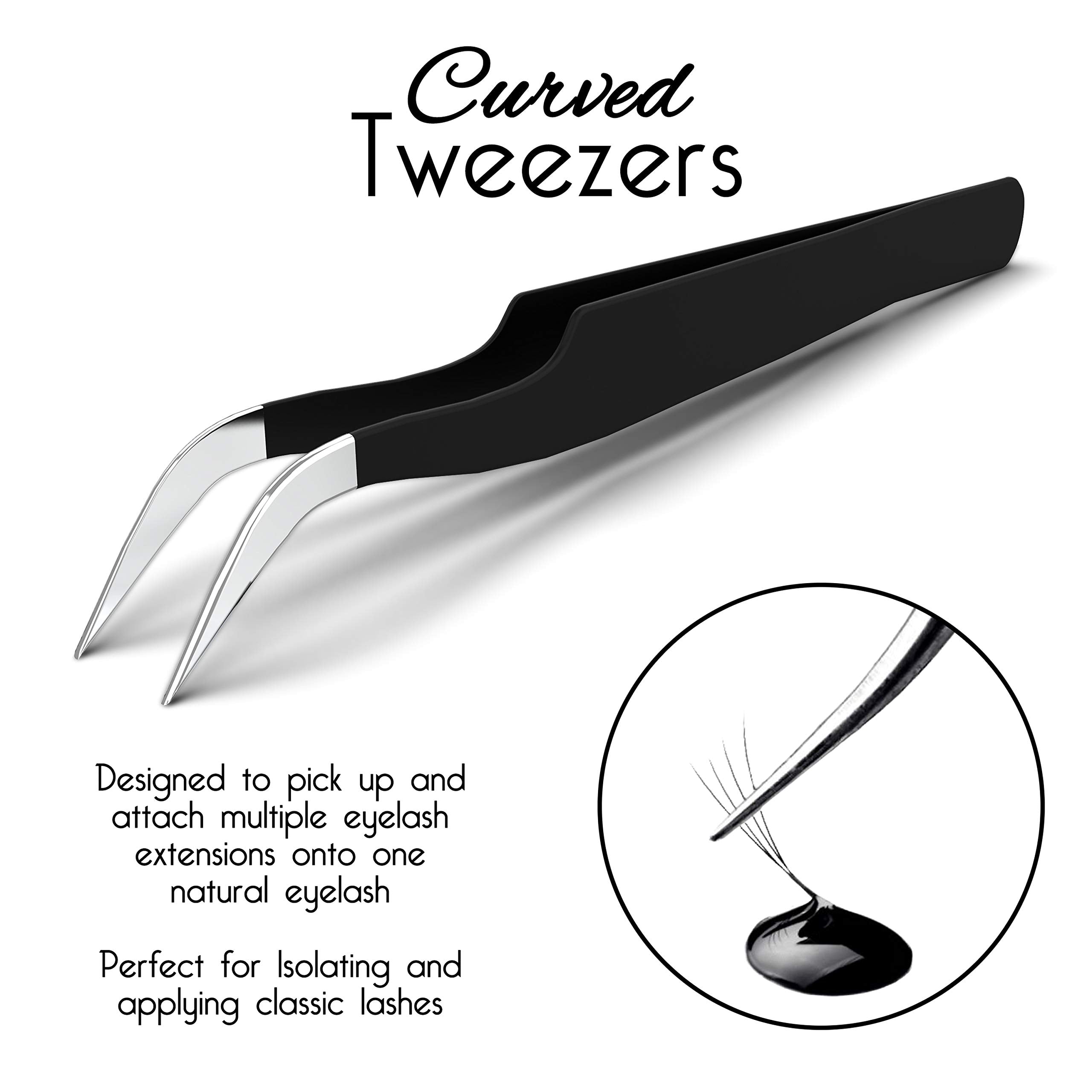 Lash Tweezers for Volume, Isolation & Classic Lashes, 3 Pack, Black