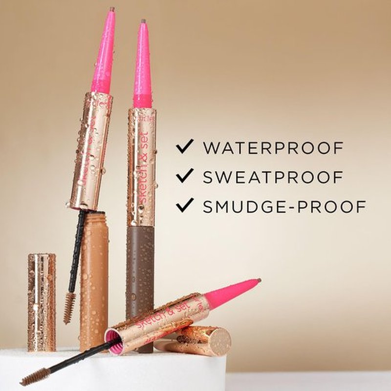 tarte big ego sketch & set brow pencil & tinted gel –2-in-1 Precision Waterproof Eyebrow Pencil & Gel to Shape, Thicker-looking Brows, Vegan & Cruelty-Free, full size, medium brown