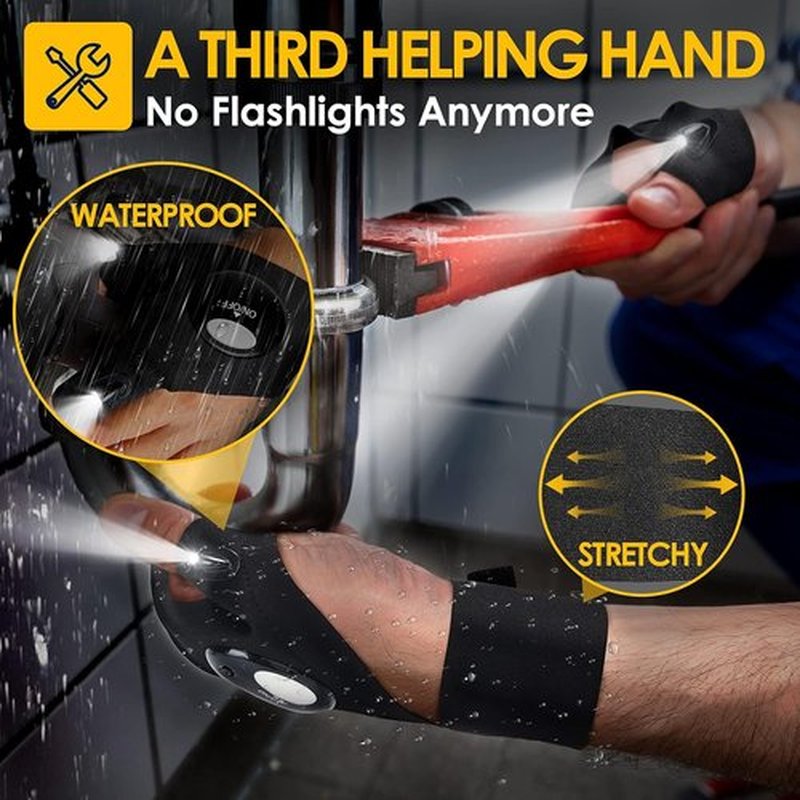 PARIGO LED Flashlight Gloves - Unique Father's Day Gift for Dad, Grandpa, or Husband | Perfect for Camping & Fishing