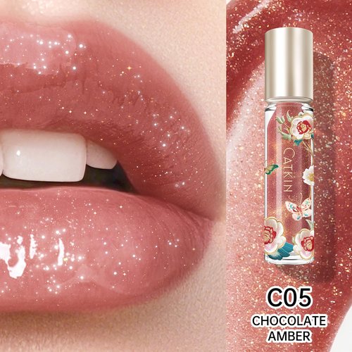 Catkin Lip Plumper Gloss - Tinted Lip Serum with Hyaluronic Acid & Jojoba Oil | Non-Sticky Hydrating Formula, 0.12 Fl Oz (2pcs)