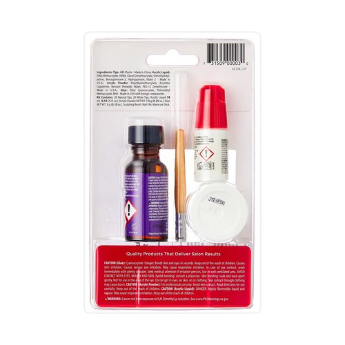 KISS French Acrylic False Nails Sculpture Kit, Natural & French Manicure, Extended Bubble-Free Nail Tips with Acrylic Liquid & Powder, Maximum Speed Nail Glue, Application Brush, & 40 Fake Nails