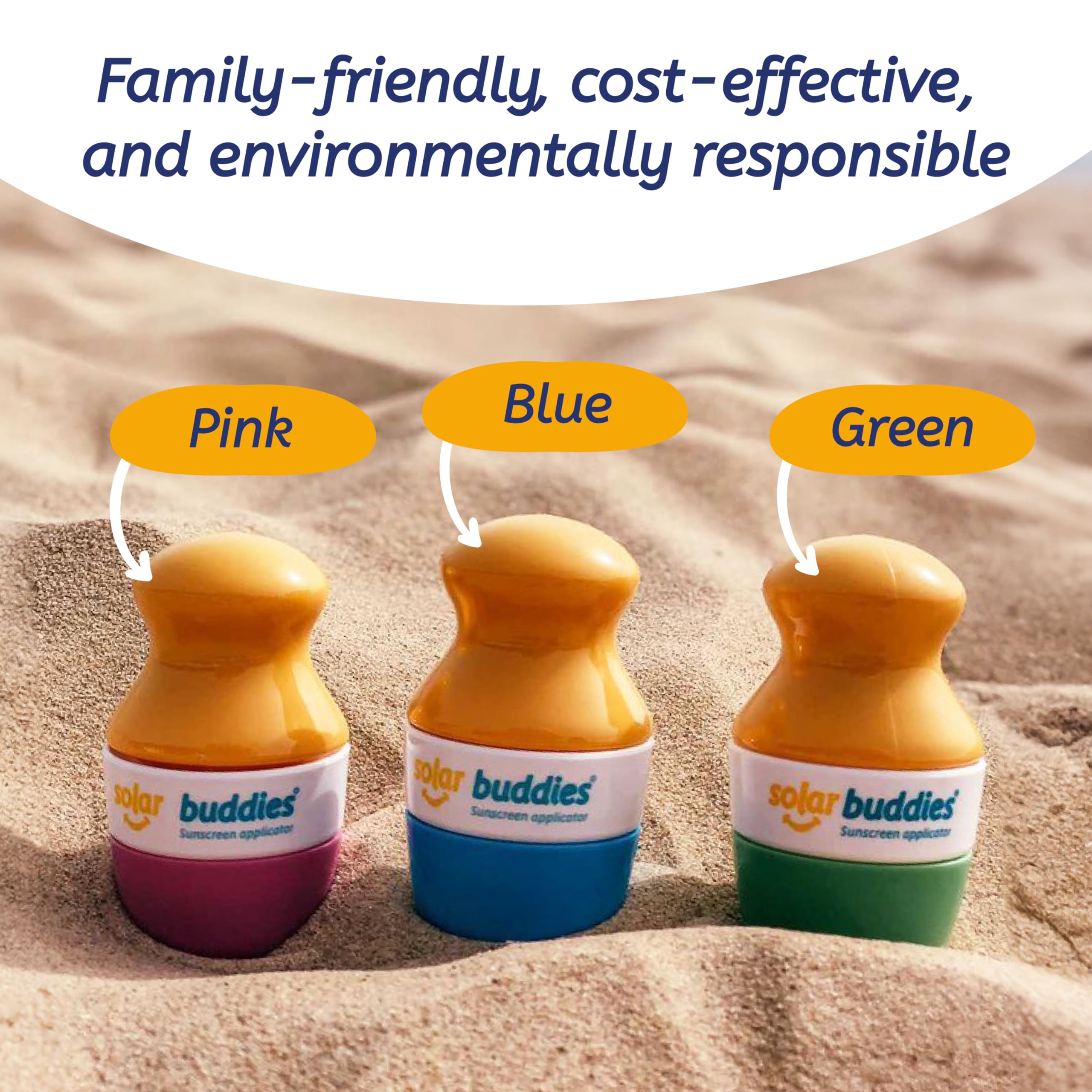Solar Buddies Grab & Go Travel Bundle, Carabina Clip & Cleaning Brush - Single Full Green - Refillable Roll on Sponge Sunscreen, Suncream & Lotion Applicator For Kids, Adults & Families - Holds 100ml