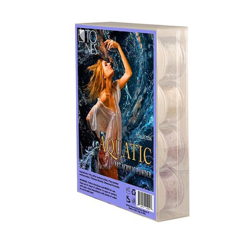 TONES Acrylic Nail Powder Collection – Pro Formula for Vibrant Art – Sleek Shine, French Tips & Quick Dry Glossy Finish – 12 Stunning Shades (Aquatic)