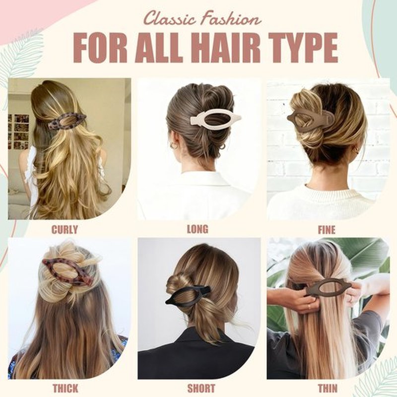 Flat Hair Clips for Women - 6 PCS French Flat Claw Clips Medium Hair Clips for Girls Large Hair Claw Clips for Thick or Thin Hair Strong Hold No Slip Hair Accessories for women (Transparent)