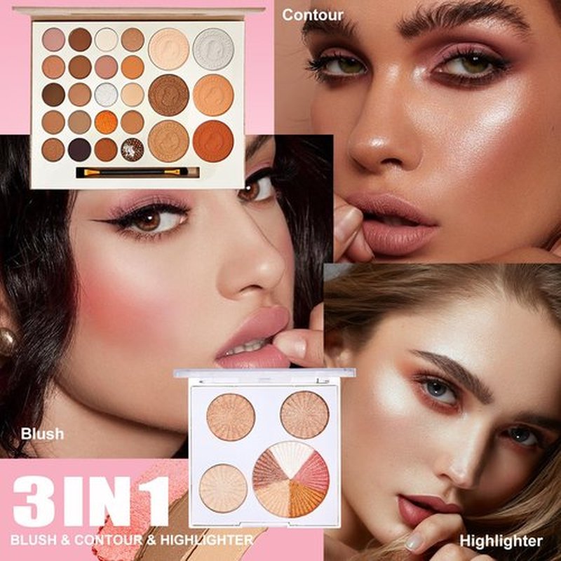 All in One Makeup Kit for Women Full Kit, Make Up Gift Set, Makeup Essential Bundle Includes Foundation Eyeshadow Palette Concealer Lipstick Eyeliner Eyebrow Stencils Mascara Cosmetic Brush Set