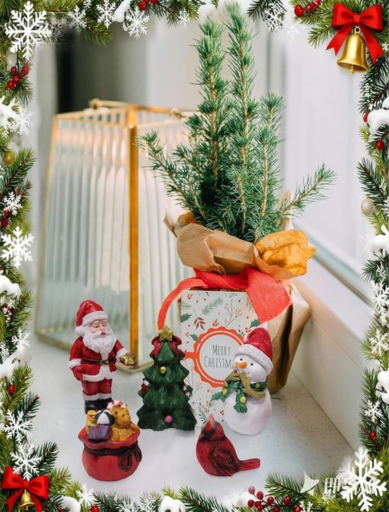Skiennix Christmas Miniature Figurines - Small Resin Santa Claus Ornaments for Holiday Decor | Winter Party Favors