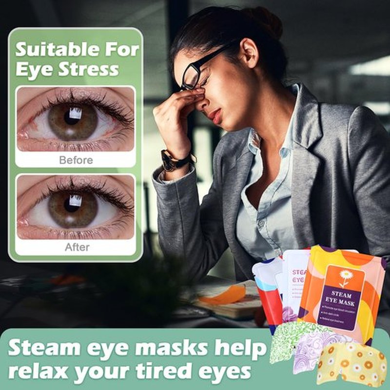 Silicherry 96 Packs Steam Eye Mask Disposable Self Heating Eye Mask for Dry Eyes Spa Warm Sleep for Home Office Travel Eyestrain Relieve