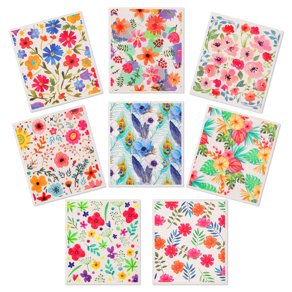 Lucomb Swedish Dishcloths for Kitchen Dishes, 8 Pack Reusable Cleaning Cloths Replace Paper Towels Swedish Towels Cleaning Rags Eco Friendly Biodegradable for Home Office Wipes