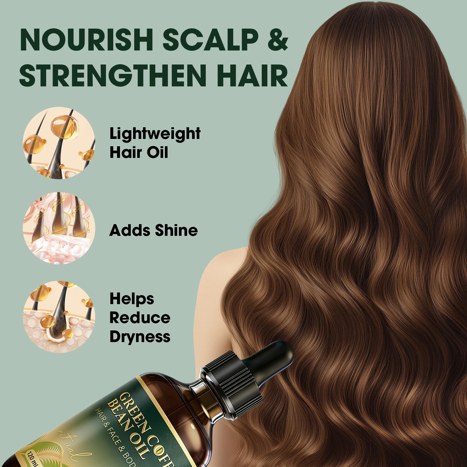 Green Coffee Bean Oil for Skin & Hair – Lightweight Coffee Oil for Hydration, Smooth Skin & Scalp Care, Fast Absorbing, Non-Greasy, Multi-Use Face, Body & Hair Oils
