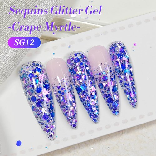Born Pretty Glitter Gel Nail Polish with Sequins, Long Lasting U V Gel Polish for Manicure and Nail Art, DIY at Home, Salon-Quality, Easy to Apply, 15ml Set8