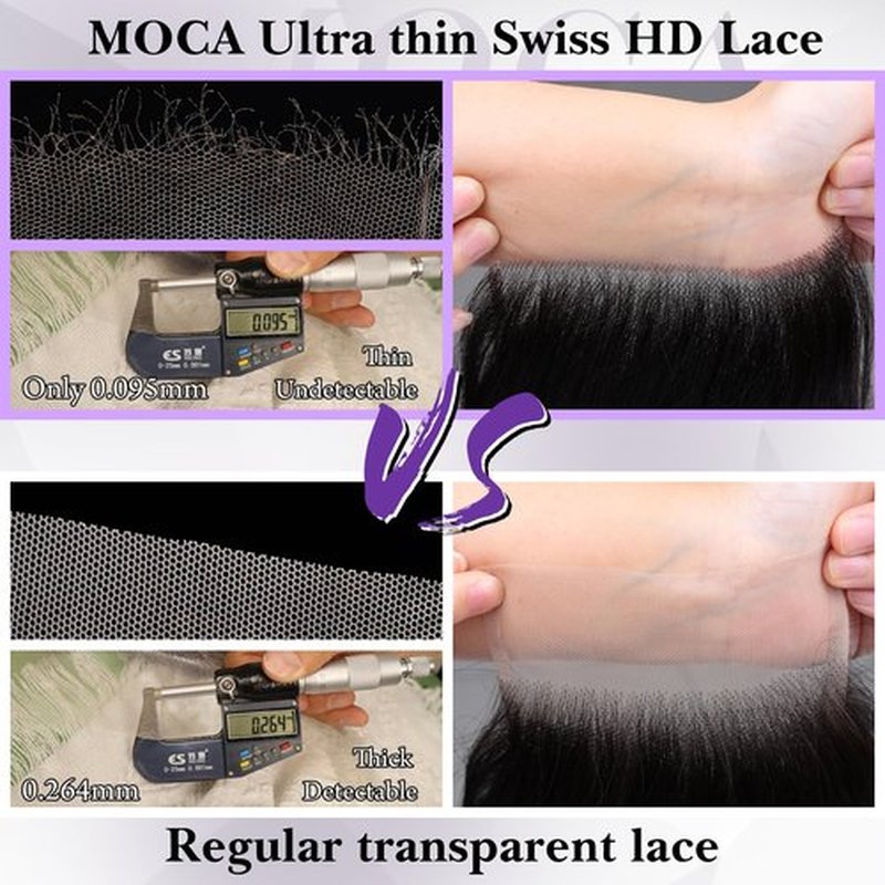 5x5 HD Lace Closure 16 Inch, SKINLIKE 0.095mm Ultra-thin Invisible Real Swiss Lace Closure Only,Straight RAW Virgin Human Hair Single Knot Pre-Plucked with Baby Hair