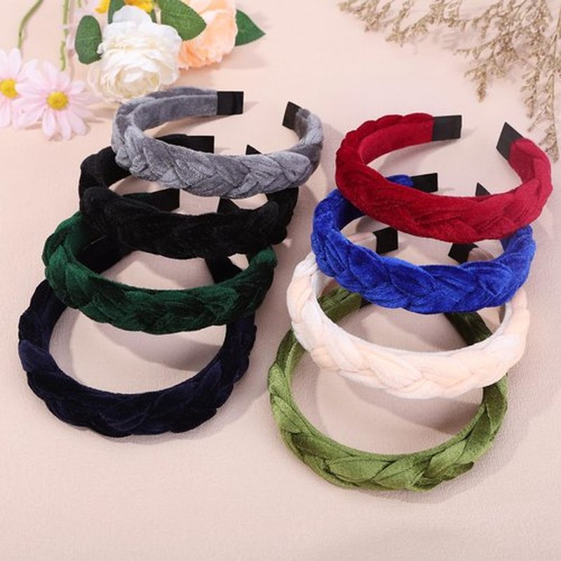 Suyegirl Braided Headbands for Women,Velvet Headbands for Women Girls,Wide Criss Cross Hair Accessories 8 Packs