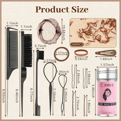 386Pcs Ballet Hair Styling Kit-Hair Wax Stick, 200 Elastic Ties, 50 Bobby Pins, 50 U-Pins, 10 Invisible Hair Bun Nets, 3 Combs&Brushes, 2 Loop Tools, Professional Dance Performance Kit w/Storage Box