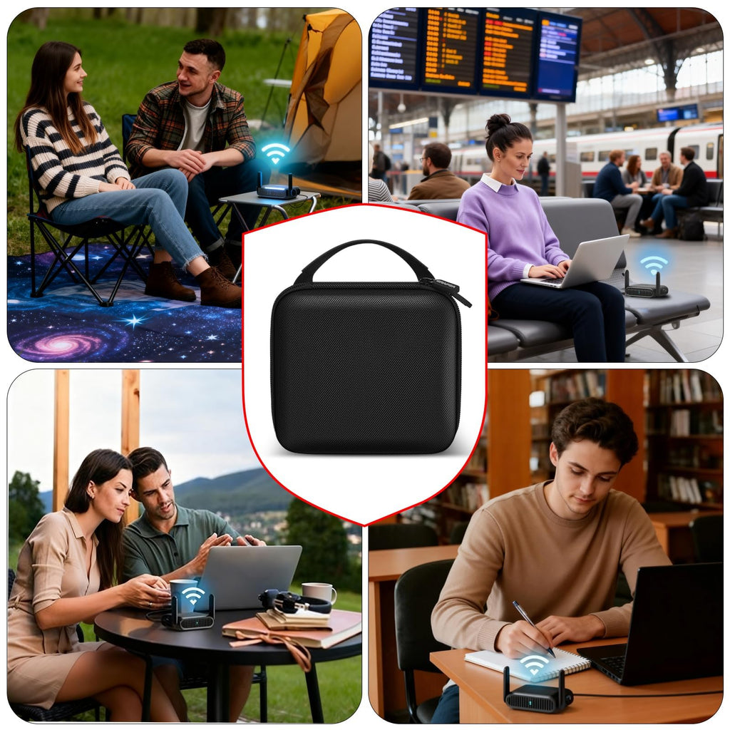 Portable Travel Router Case for TP-Link Roam 7 BE3600 / Roam 6 AX1500 AX3000, for GL-MT3000 / GL-BE3600 / GL-MT3600BE / GL-AXT1800, Hard EVA WiFi Hotspot Organizer for Cables, Box Only-Black