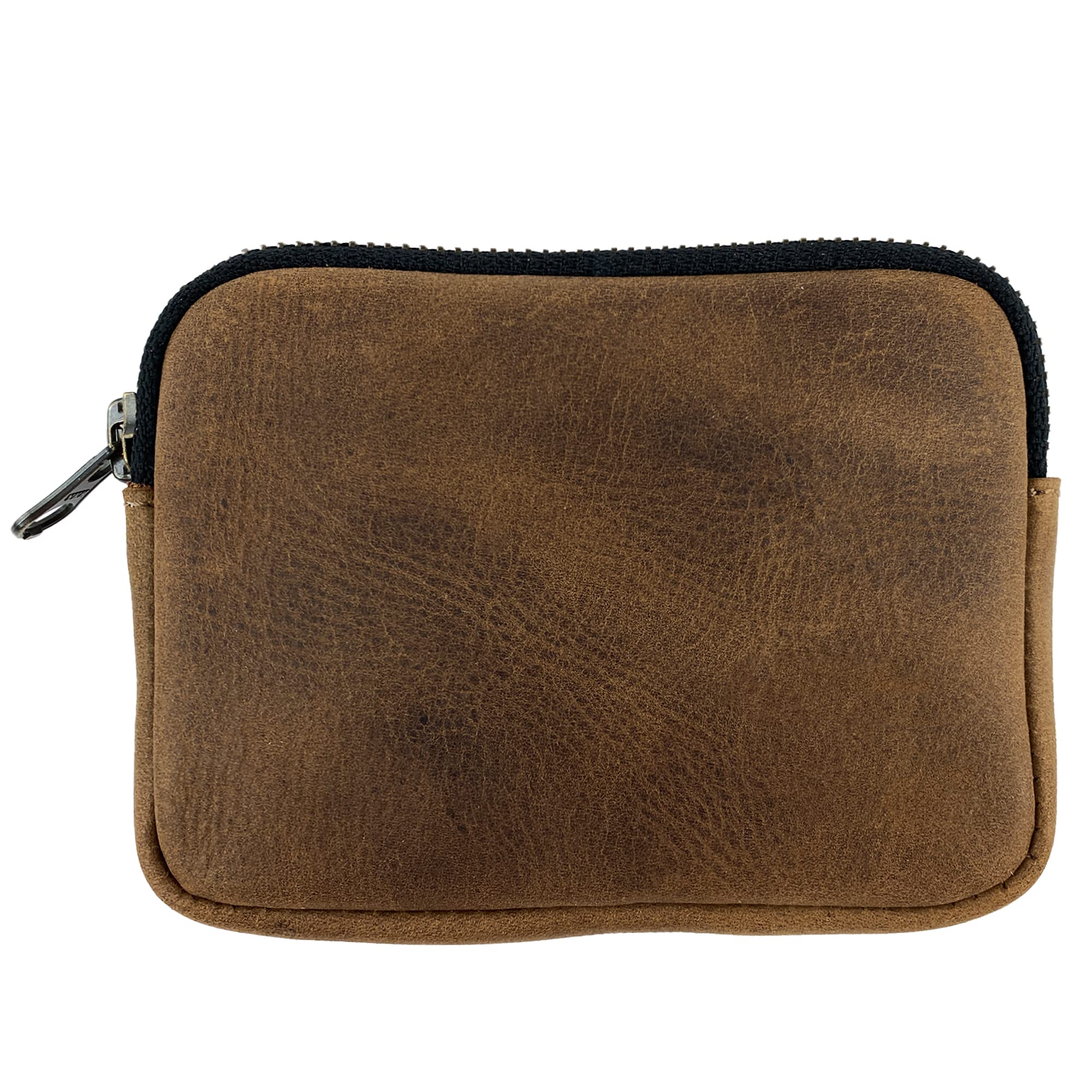 Hide & Drink, Zippered Wallet, Business Card and Money Holder, Compact Pocket Organizer, Full Grain Leather, Handmade Everyday Accessories, Bourbon Brown