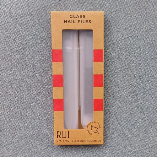 Rui Smiths CarbonConscious Glass Nail File & Nano Glass Buffer Set for Shiny Manicure Grooming - Reusable, Comes with Protective Cases