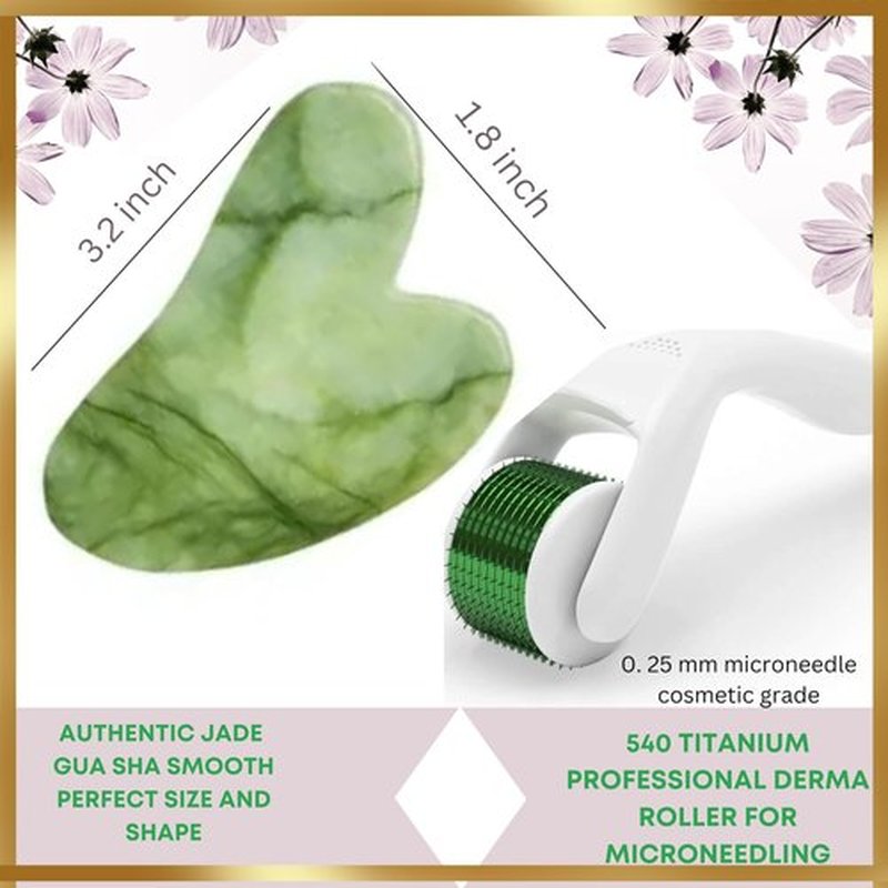 LAVÔNNÉ 100% Authentic Jade Roller and Gua Sha Set for face I Derma Roller I Facial Tools I Real Guasha I Premium Quality I Mother's Day Gift for wife