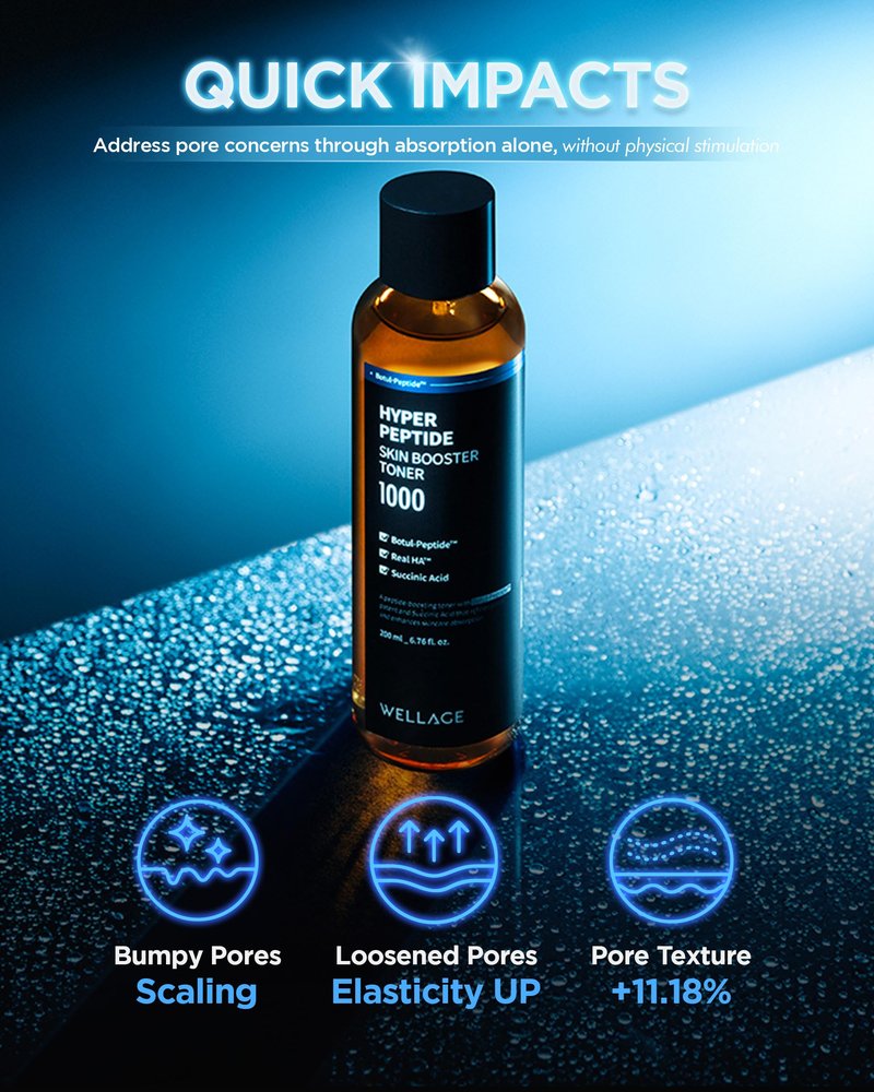 WELLAGE Hyper Peptide Skin Booster Face Toner - Korean Beauty Facial Astringent, Infused Peptide PHA, Anti-Aging, Wrinkle & Elasticity Improvement - for Uneven Texture, Reduces Pores, 6.76 fl.oz.