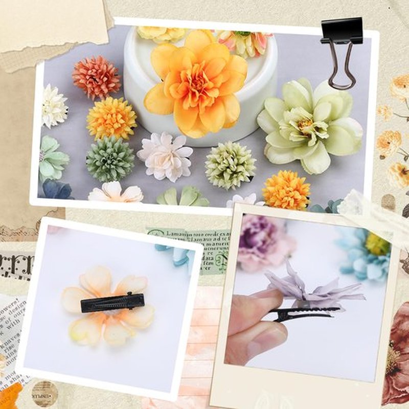 KorViSHOW 41 Pieces Flower Hair Clip Set Floral Pins for Women Girls Bride Handmade Flower Hair Aaccessories for Weeding(Yellow Green Blue Purple)