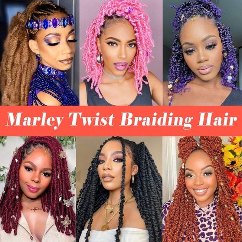 Marley Hair 10 Inch Black 7 Packs Pre Separated Springy Afro Twist Hair Marley Twist Braiding Hair for Faux Locs Crochet Hair Pre Fluffed Spring Twist Hair Extensions (10",1B)