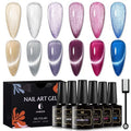 MSRUIOO Glass Cat Eye Gel Nail Polish Set, Crystal Magnetic Gel Polish, Soak Off Cateye Nail Polish Nail Art Gift Kit with Magnet Stick