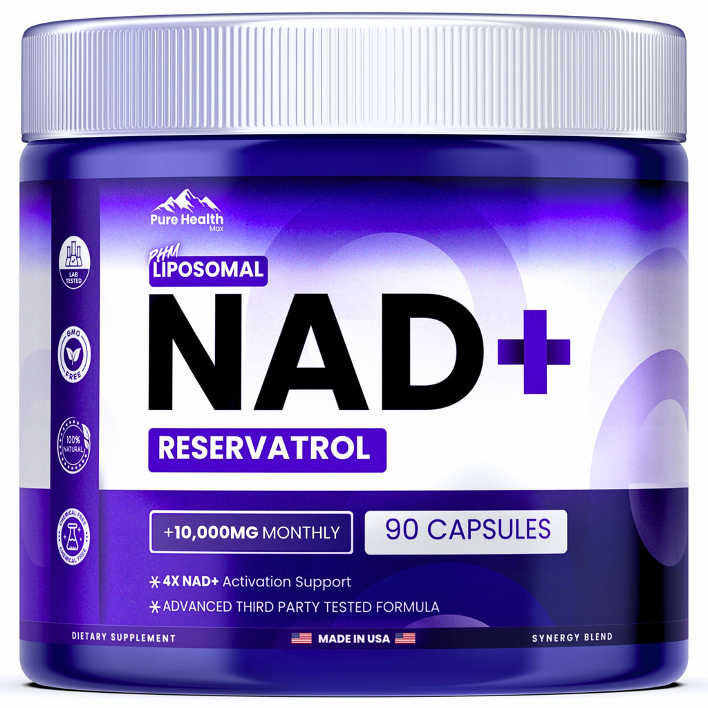 PURE HEALTH MAX PHM NAD Resveratrol Supplement - NAD+ Liposomal Supplements for Men and Women | NMN & NMNH Alternative | 90 Capsules, 1 Months Supply