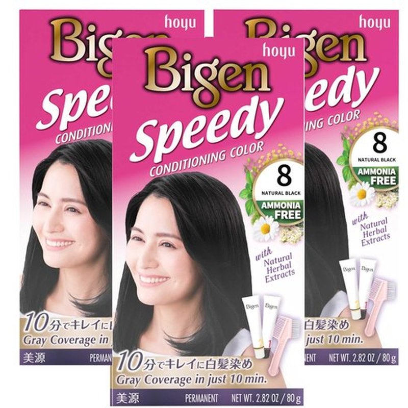 Bigen Speedy Conditioning Color Kit - 8 Natural Black | Convenient 3-Pack for Vibrant Color