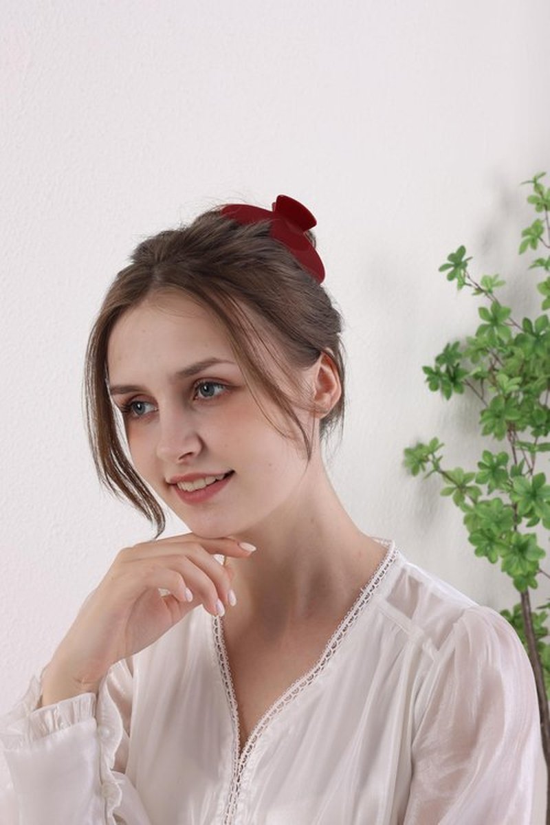 OideGuiing Durable Acetate Hair Clips - 4-Inch Cherry Red Claw Clips for Fine and Thick Hair (Red)