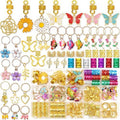 NAISKA 146PCS Gold Hair Jewelry with Butterfly Flower Charms, Metal Alloy Hair Coils, Rings, Cuffs and Decorations for Locs, Dreadlocks and Braids - Handmade Accessories for Women and Girls