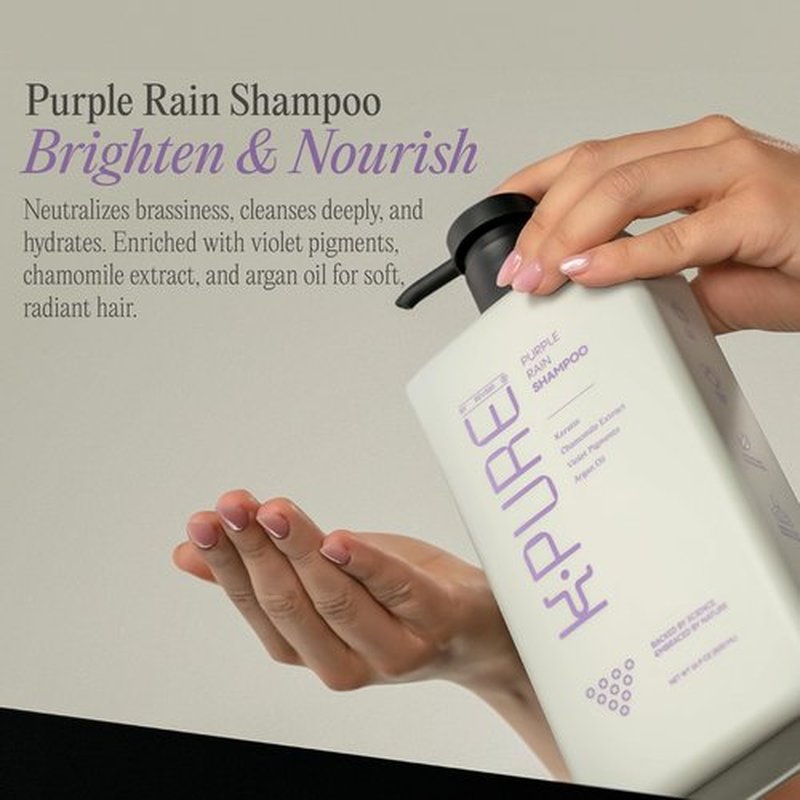 Rev320 Purple Rain Keratin Shampoo by K-Pure, Sulfate & Paraben Free, Anti-Brass Purple Shampoo for Blonde, Silver, and Gray Hair, Deep Hydration & Frizz Control for Color Treated and Damaged Hair