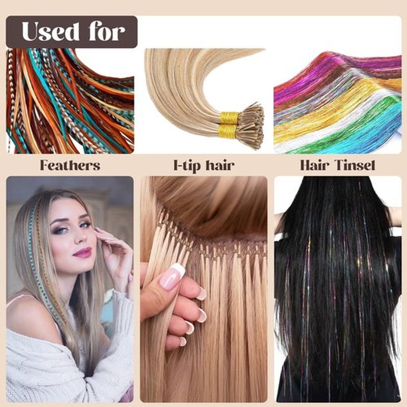 Silicone Beads for Hair Extensions, Funtopia 1920pcs 4 Colors 5mm Hair Extension Beads, Silicone Lined Micro Rings Links, Hair Tinsel Bead for Hair Styling (Black-Dark Brown-Light Brown-Blonde)