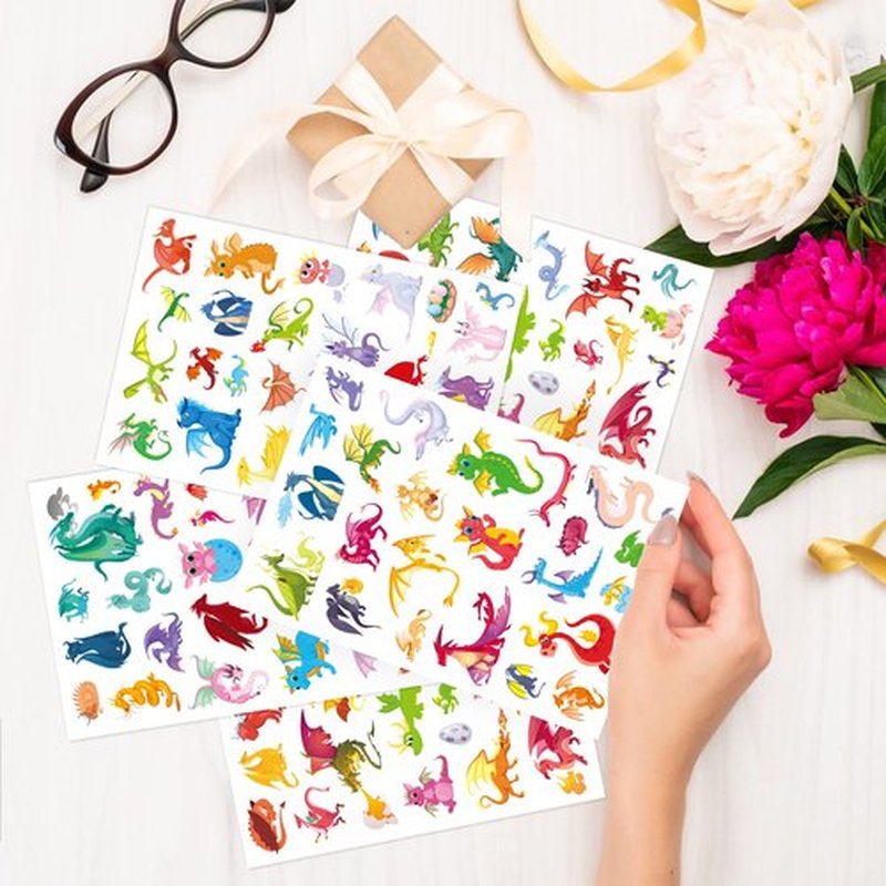 Dragon Tattoos Party Supplies Decorations Favors - Magic Dragon Waterproof Temporary Video Cartoon Stickers for Kids Birthday Party Activity (355pcs)