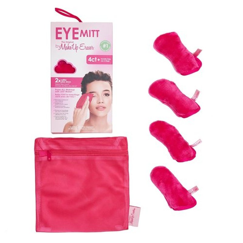 The Original MakeUp Eraser Eye Mitt - Effortlessly Remove All Eye Makeup With Water | 4-Pack With Laundry Bag