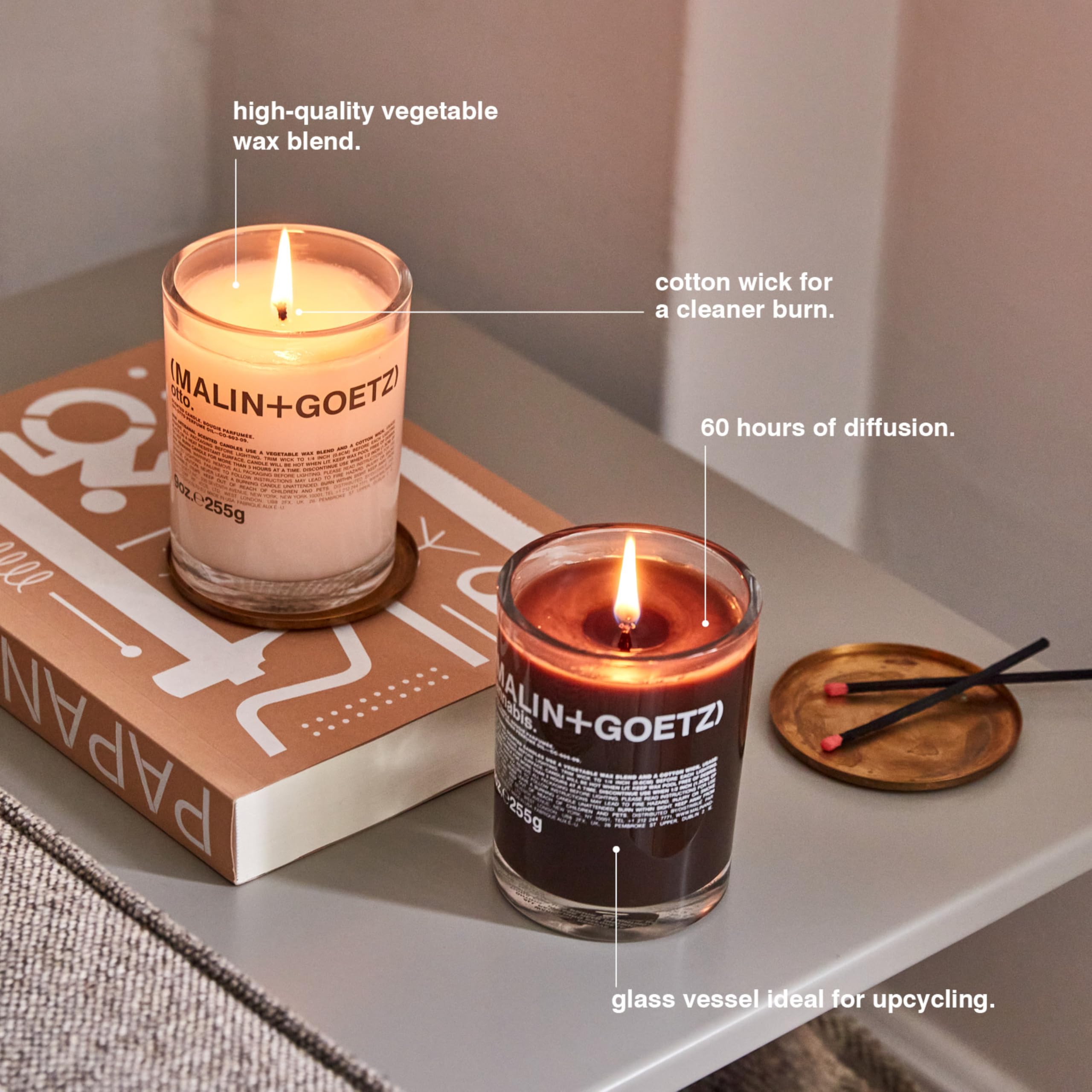 MALIN+GOETZ Bergamot Candle, 9 oz. – Bright & Refreshing Aroma Scent Fragrance, Scented Candle, Natural Vegetable Wax Blend, Vegan & Cruelty Free, Single Wick Candle, Lasts 60 Hours