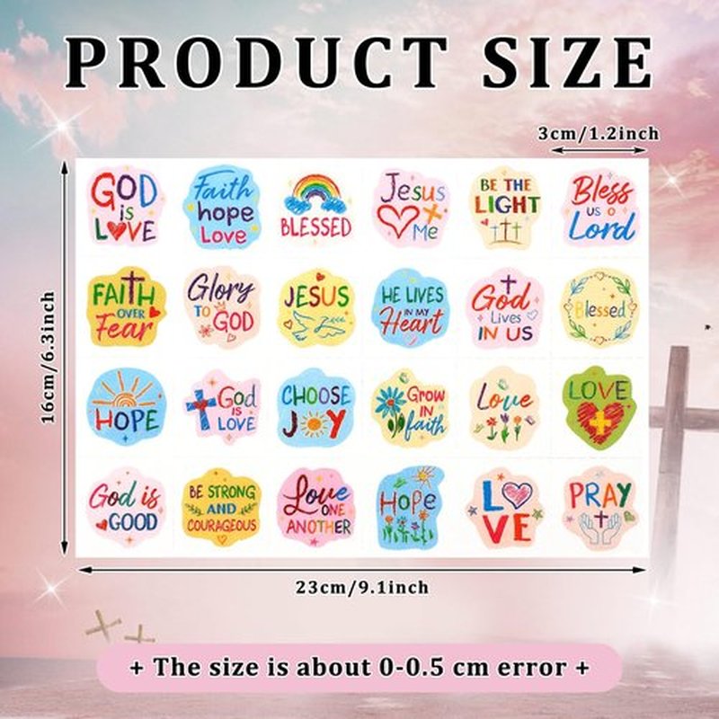Landhoow 240 Pcs Religious Christian Tattoos Temporary for Kids Glitter Face Tattoos Cool Body Sticker Costume Accessory for Adults Boys Girls Party Favor