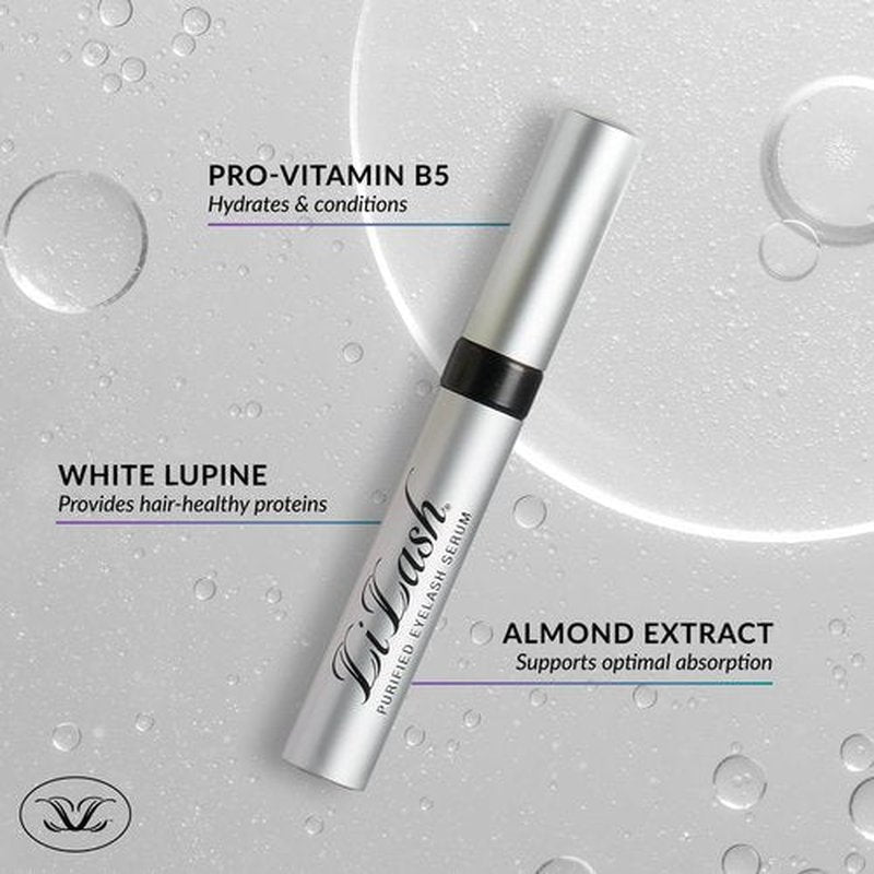 LiLash Purified Eyelash Serum to Grow Longer & Fuller-Looking Lashes - Eyelash Growth Enhancer, Safe for Use with Contacts, Lash Extensions, Sensitive Eyes - Vegan & Cruelty-free (2mL, 90-Day Supply)