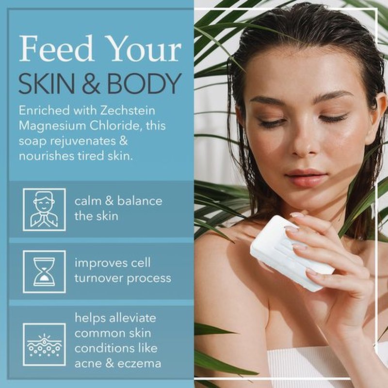 Reveka Skincare Magnesium Soap – 4-in-1 Natural Bar for Face, Body, Hair & Shaving | Triple-Milled with Shea Butter | USA-Made Peppermint Soap | 4 Pack (7 oz Each)