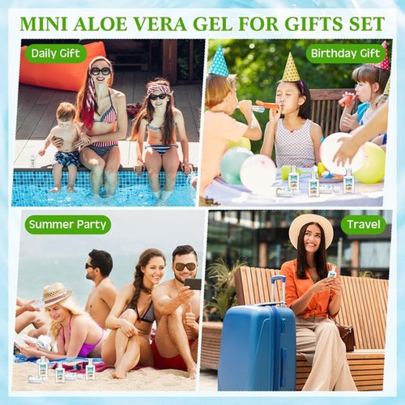 Dansib 12 Pcs Mini Aloe Vera Gel Bulk for Christmas Wedding Party 1oz Soothing Moisture Aloe Gel Bulk Travel Size for Thank You Gifts Christmas Favors Wedding Party (Beach)
