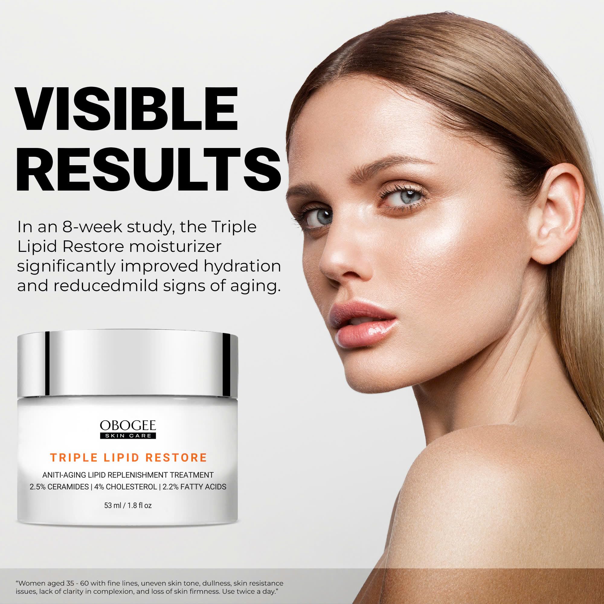 OBOGEE Triple Lipid Peptide - Restore & Fix Mature Skin Advanced Anti-Aging Cream for Radiant, Smooth Skin (90 ml /3.0 fl oz)