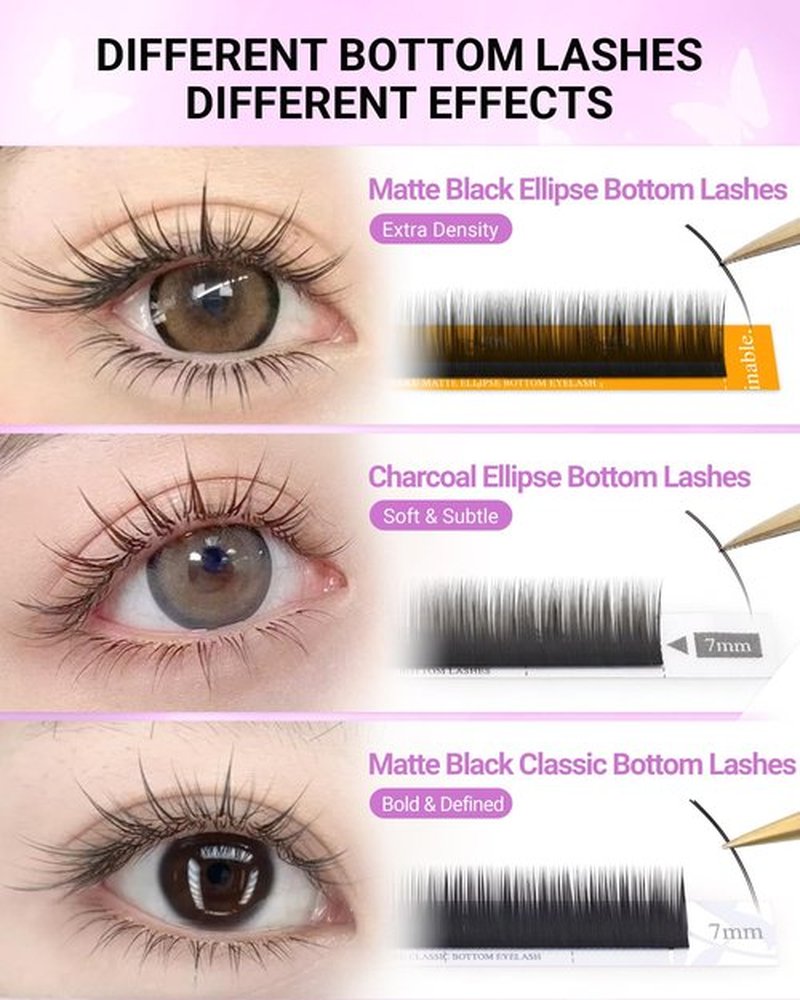 NAGARAKU Eyelash Extensions Classic J B C D N LC LD L DD CC LB Curl 0.03-0.20 Thickness 5-17mm, Matte Black Individual Lashes Professional Supplies for Lash Techs (0.10-J 5-8mm Mix Bottom Lashes)