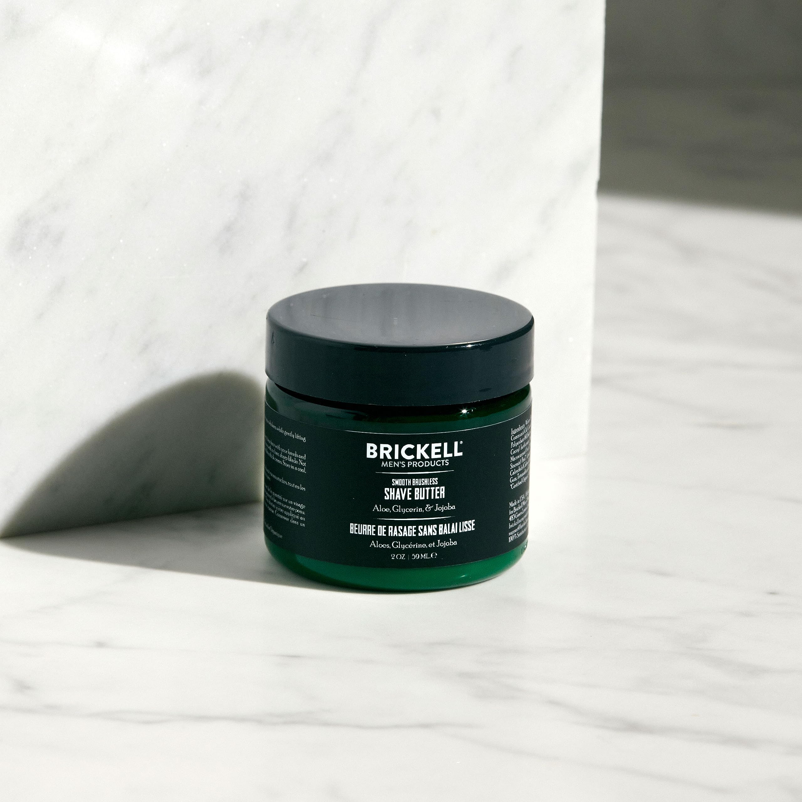 Brickell Men's Smooth Brushless Shave Butter for Men, Smooth Shaving Butter to Fight Nicks, Cuts and Razor Burn, With Shea Butter, Aloe, and Vitamin E, 2 Ounce, Unscented