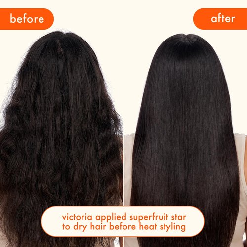 amika superfruit star lightweight hair styling + heat defense oil, 1.7oz | heat protection, strengthen + reduce breakage, smooth frizz, add glossy shine
