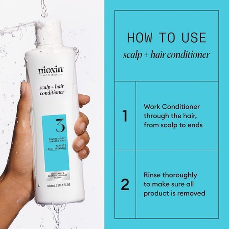 Nioxin System 3 Scalp & Hair Thickening Conditioner - Nourish Colored, Dry & Damaged Hair | Strengthen with Niacinamide & Biotin