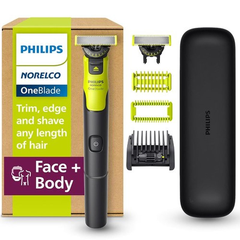 Philips Norelco OneBlade 360 - Hybrid Face & Body Groomer Kit with 360 Blade Tech | Includes Travel Case