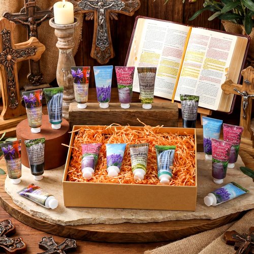 Leelosp 6 Pcs Christian Hand Cream Bulk for Women Bible Verse Hand Lotion Gifts Mini Travel Size Lotion Christian Gifts for Women Skin Dry Bible for Mom Grandma Christmas Holiday